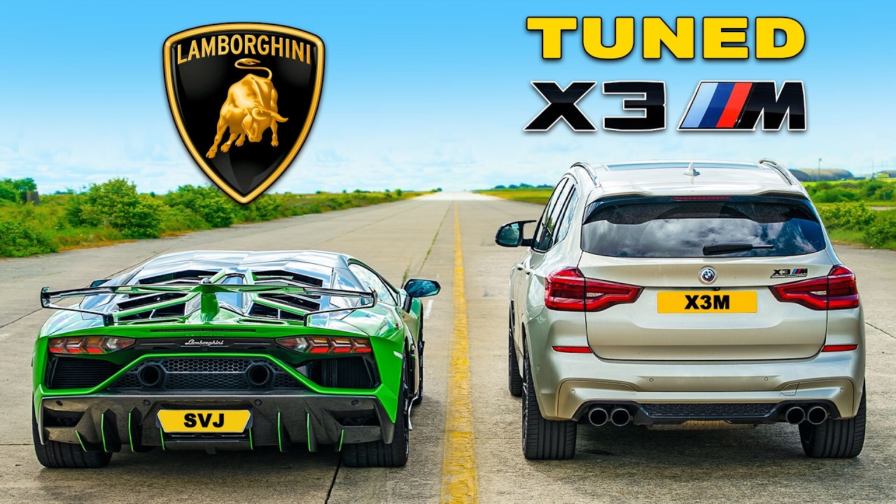 Tuned BMW X3M v Lambo Aventador SVJ: DRAG RACE