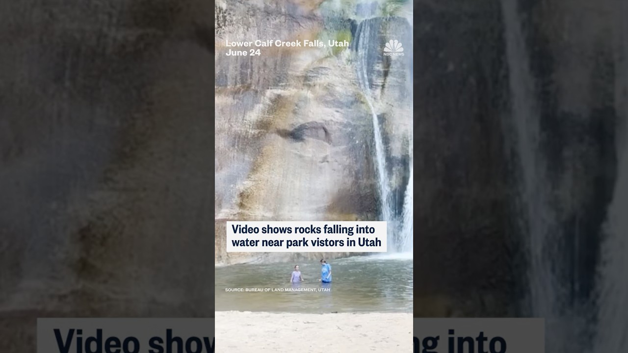 Video shows rocks falling into water near park visitors in Utah