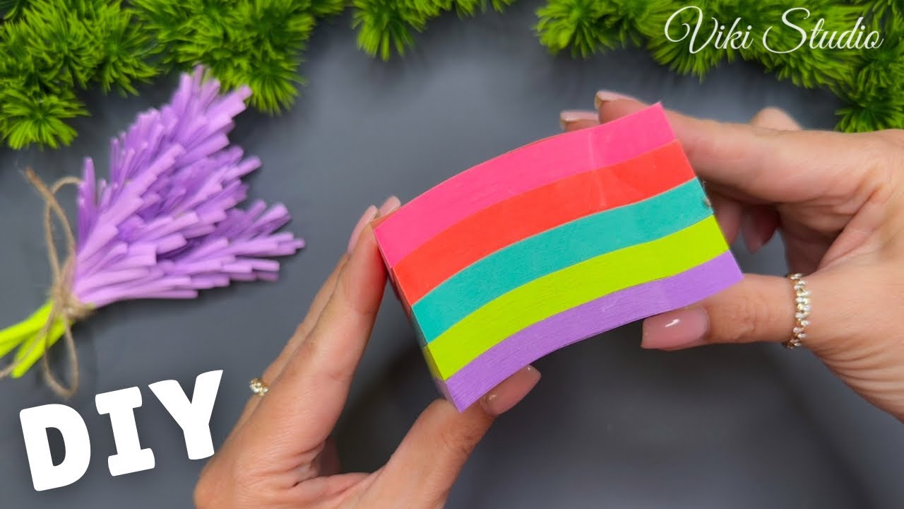 WOW! 🌈 Easy Sticky Note Paper Craft – Perfect DIY Gift Ideas!
