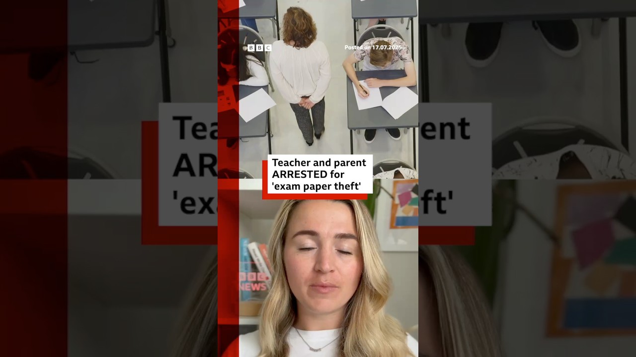 A South Korea teacher and a student’s mother are arrested for trying to steal exam papers. #BBCNews