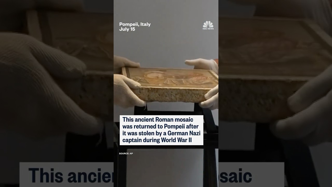 Ancient Roman mosaic returned to Pompeii after it was stolen by a German Nazi captain during WWII