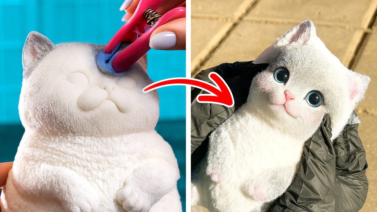 🐾 CUTE SQUISHY CAT! 🐱 Easy & Fun Fidget Crafts for Everyone 🎨💖