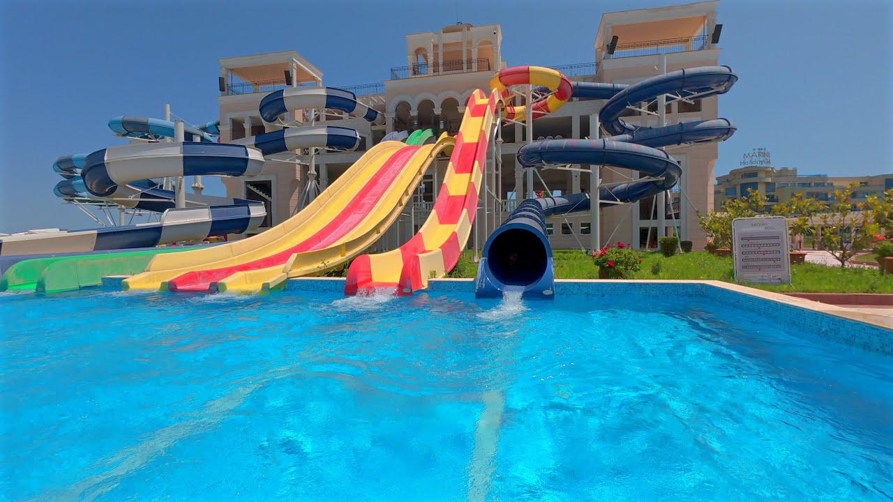 Dark Labyrinth Water Slide at Sunset Aquapark Pomorie 🇧🇬