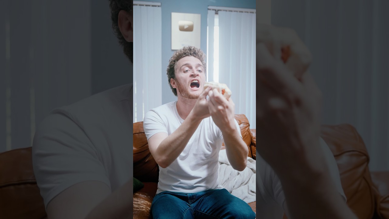 Eating in a white shirt