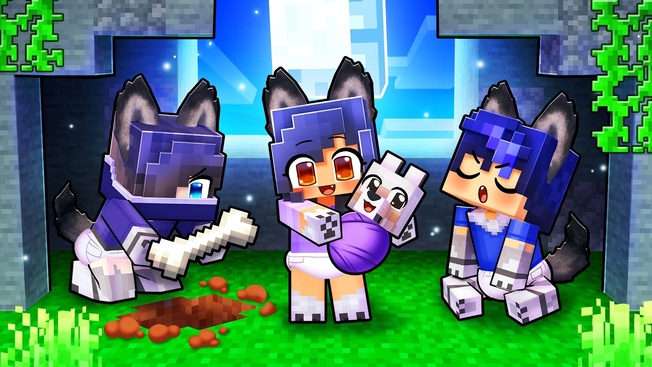 Having a BABY WOLF FAMILY in Minecraft!
