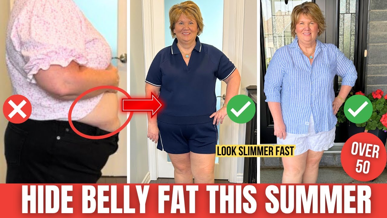 How to HIDE BELLY FAT & Apron Belly Over 50 (Look Slimmer!) + Comfelie Bra AMAZON  DEALS🔥