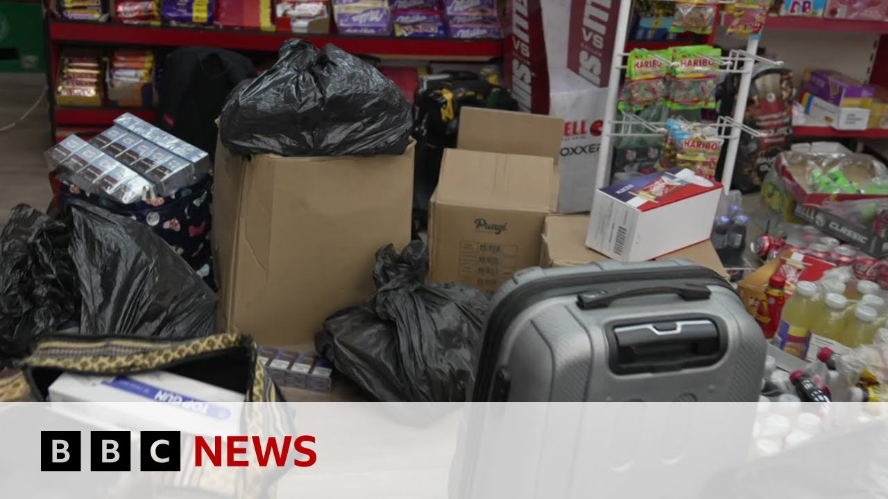 Inside the secret tunnels underneath a UK high street hiding illegal cigarettes | BBC News