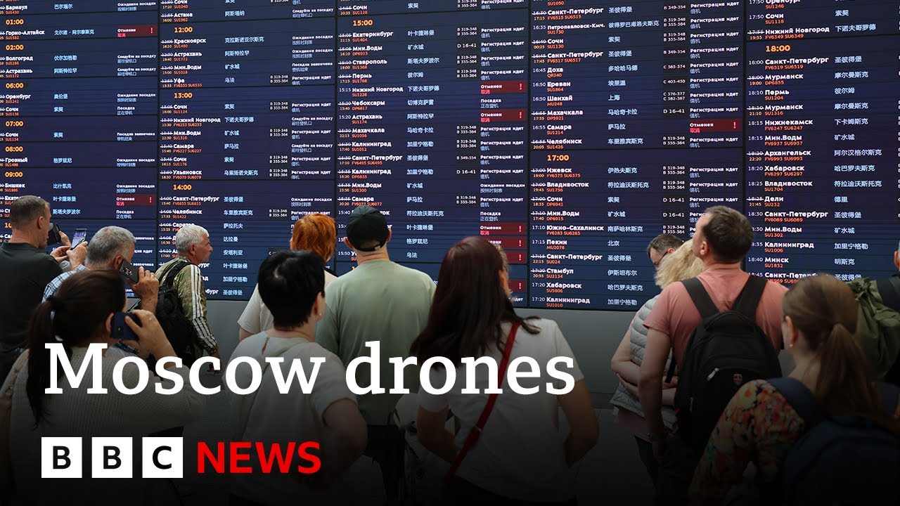 Moscow airports temporarily closed after Ukraine drone attacks | BBC News