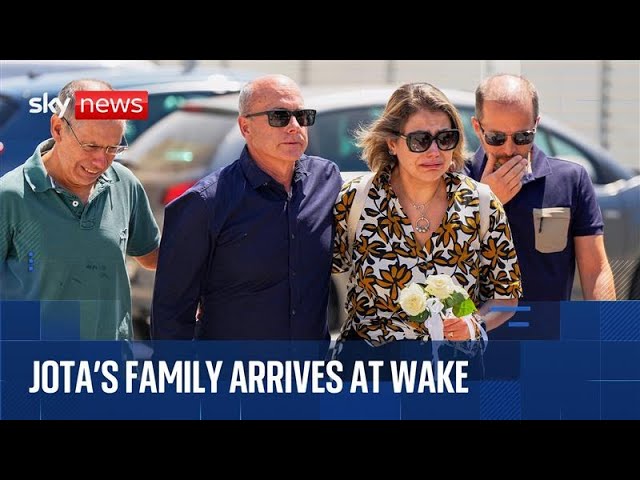 Mourners gather for the wake of Diogo Jota and his brother near Porto