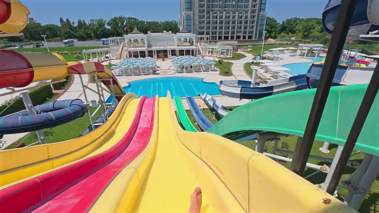 Multilane Water Slide at Sunset Aquapark Pomorie 🇧🇬