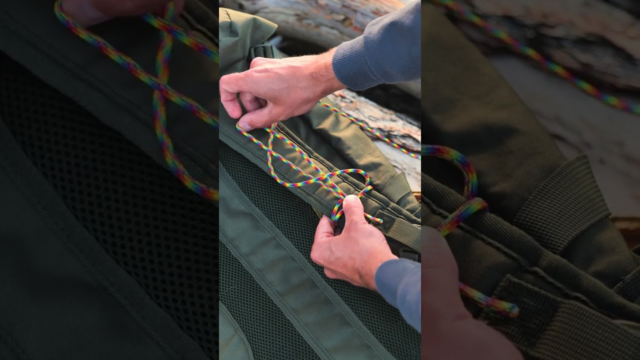Paracord backpack trick for campers—subscribe @pepperell.crafts  ! 🎒