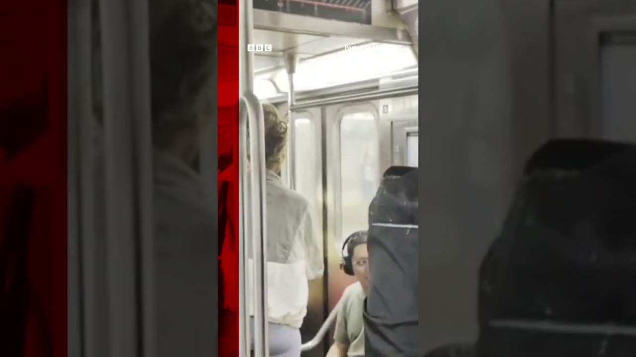 Passengers on New York subway surrounded by water after flash flooding hits city. #BBCNews