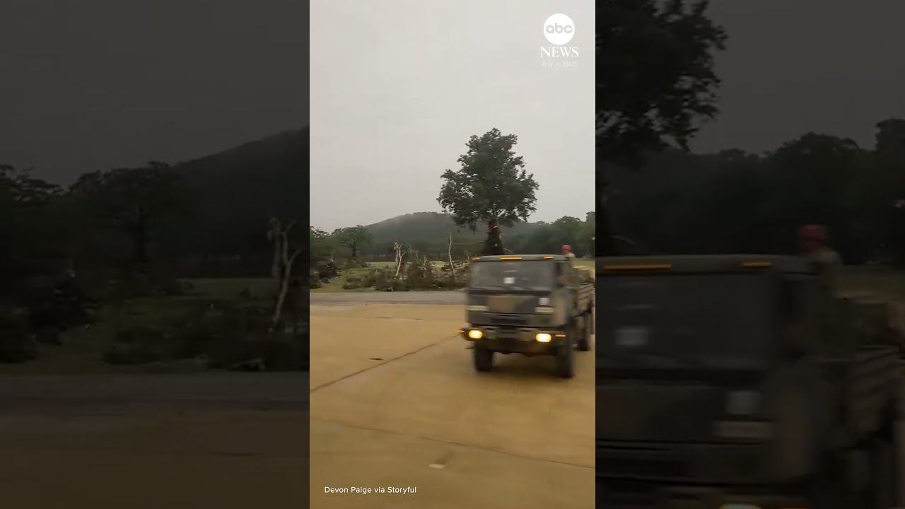 Rescued girls from Camp Mystic sing during bus evacuation