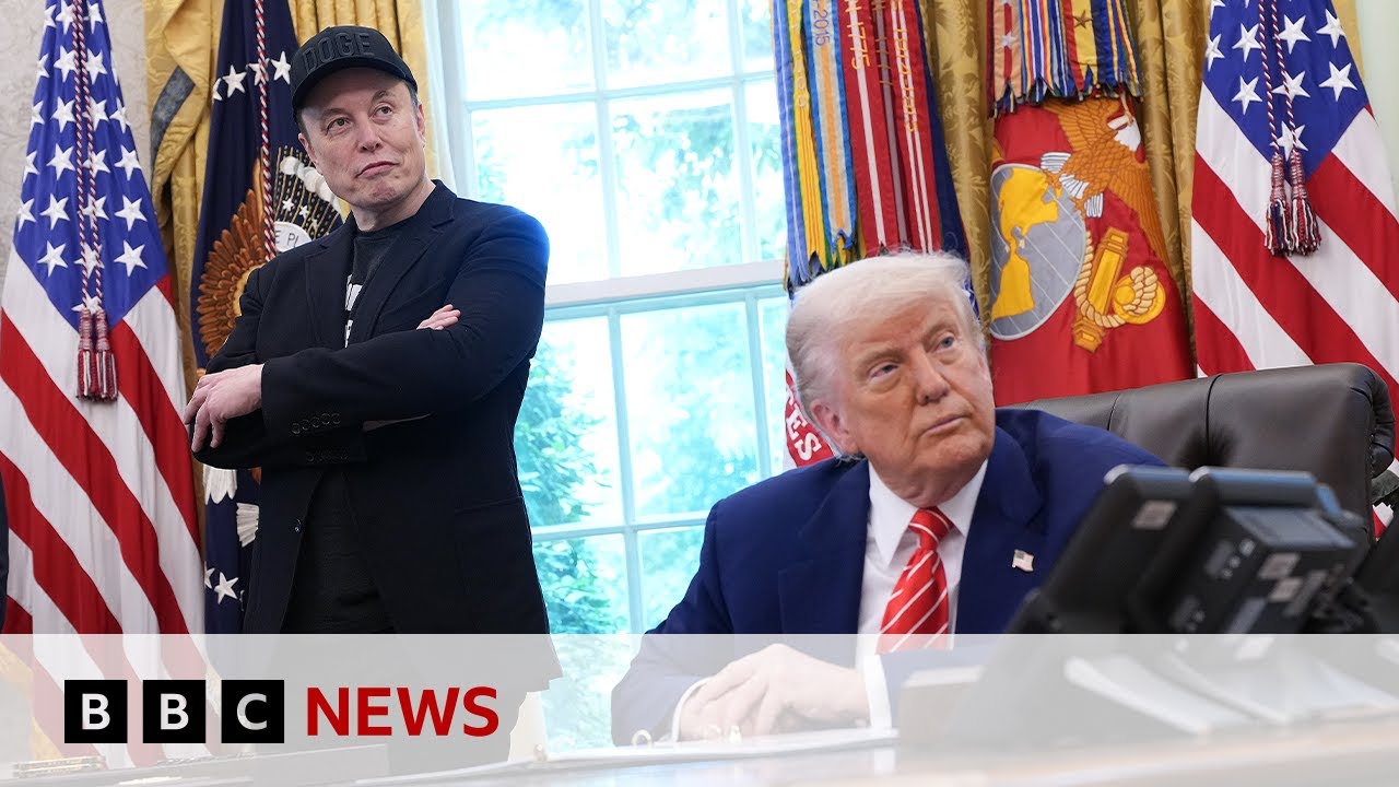 Tesla shares down after Elon Musk row with Donald Trump | BBC News