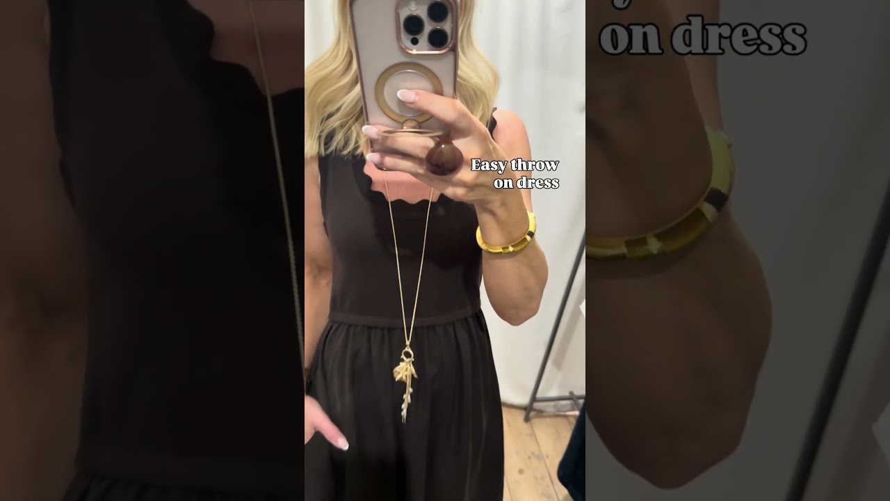 This dress isn’t basic, it’s essential – see details in description and pinned comments!