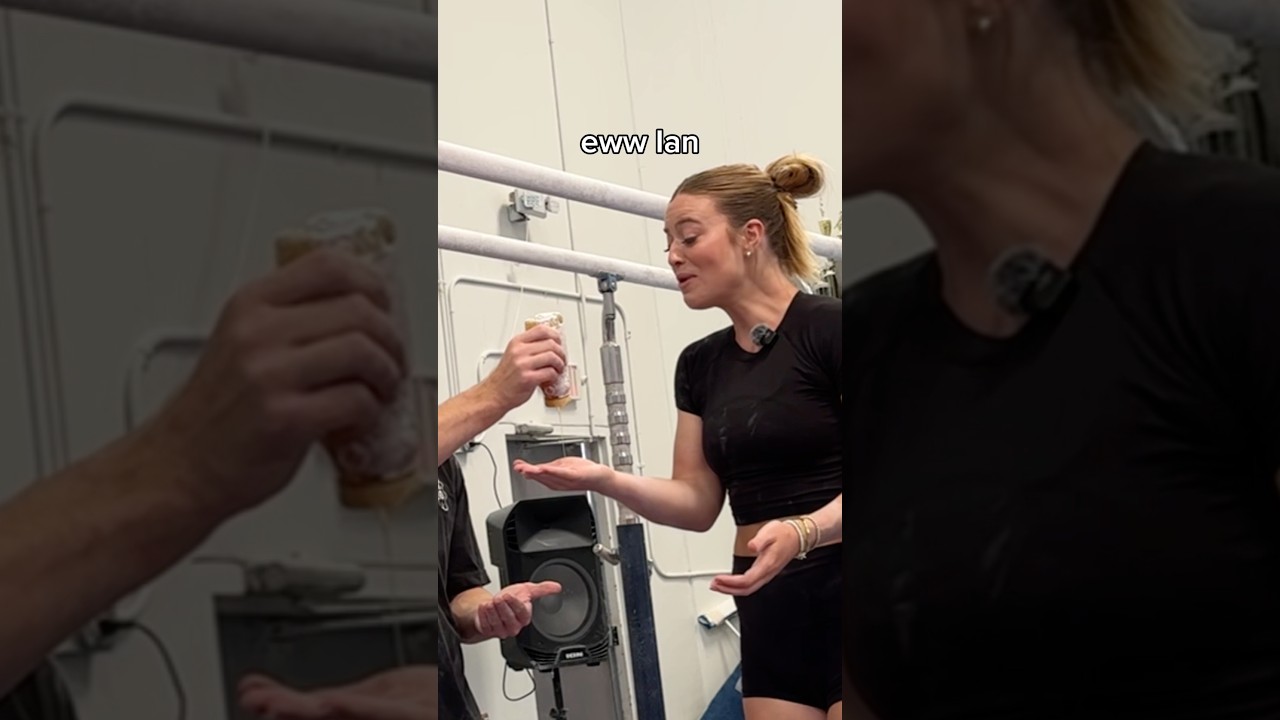 Women’s gymnast tries to make a grip with HONEY 😂🍯 #gymnast #gymnastics #sports #olympics #olympic