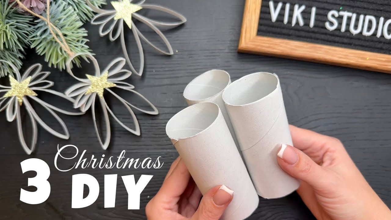 3 Christmas Crafts Ideas! Toilet Paper Roll Winter Ornaments