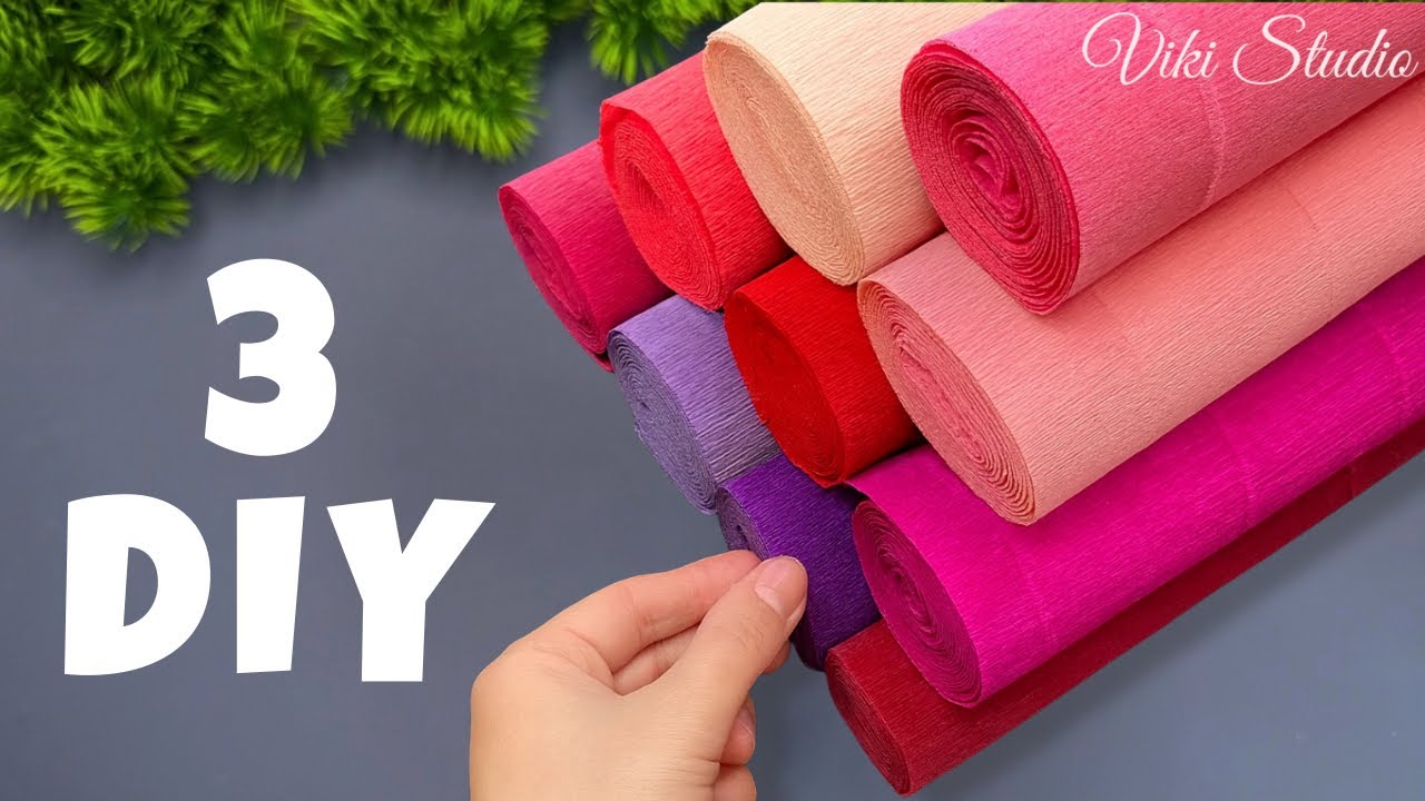 3 IDEAS 💥 Crepe Paper Decoration Ideas Crepe Paper Flowers