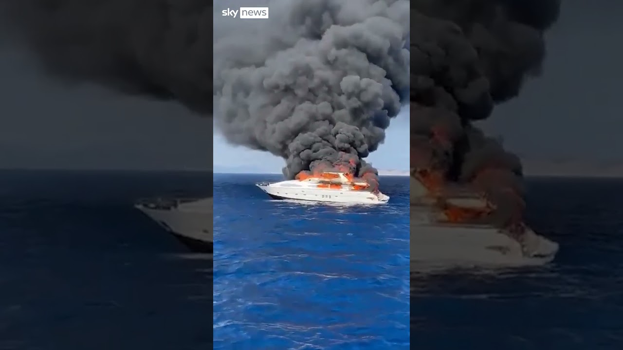 92 foot yacht engulfed in flames