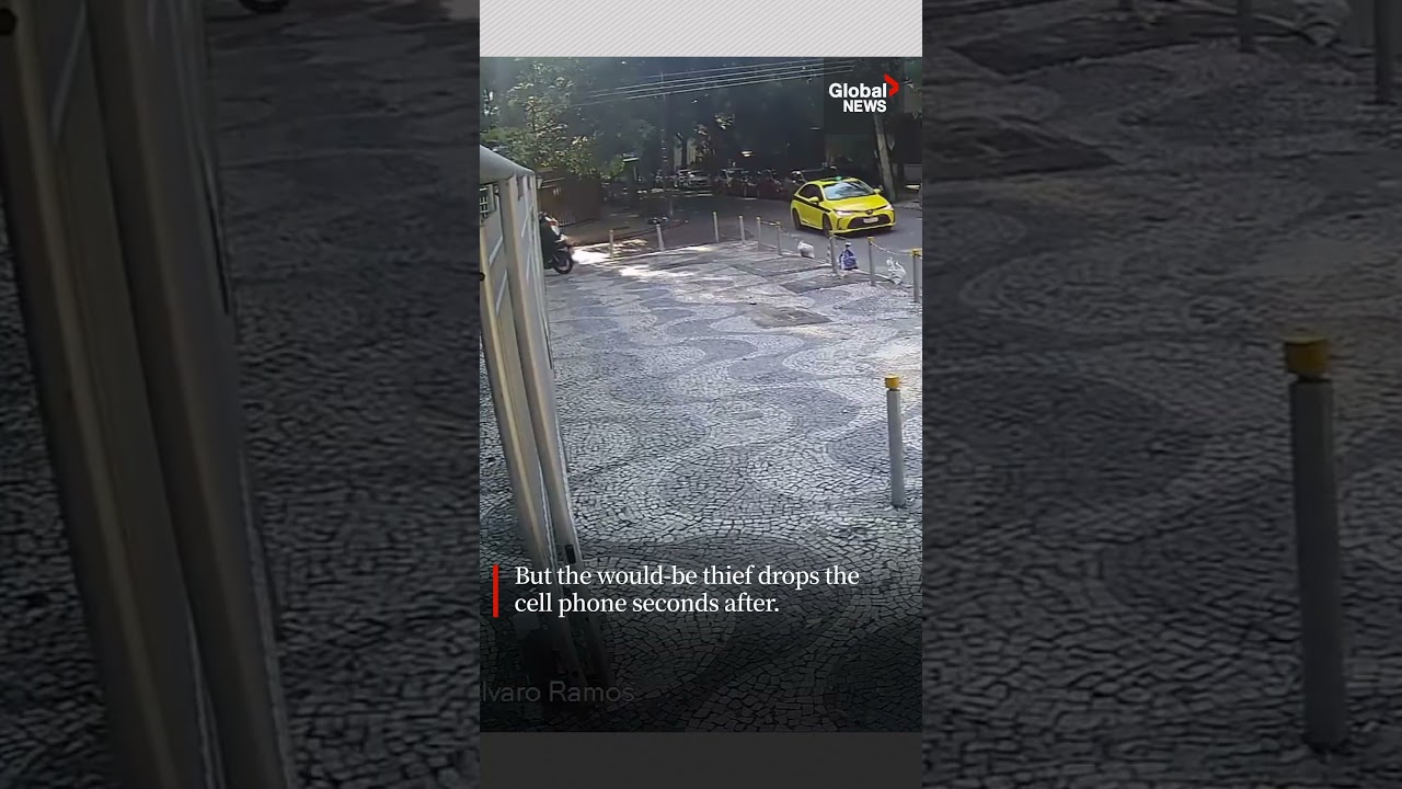 Brazilian TV reporter’s phone snatched from hand moments before going on air