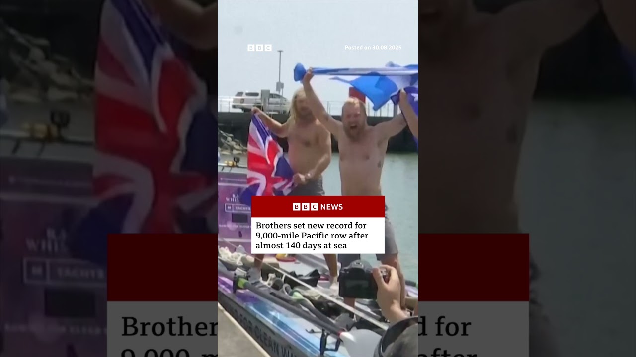 Brothers set new record for 9,000-mile Pacific row. #Rowing #Scotland #BBCNews