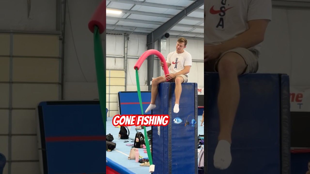 Chalk makes the best bait 🎣😂 #gymnastics #gymnast #sports #sport #fishing #fish #olympics #olympic