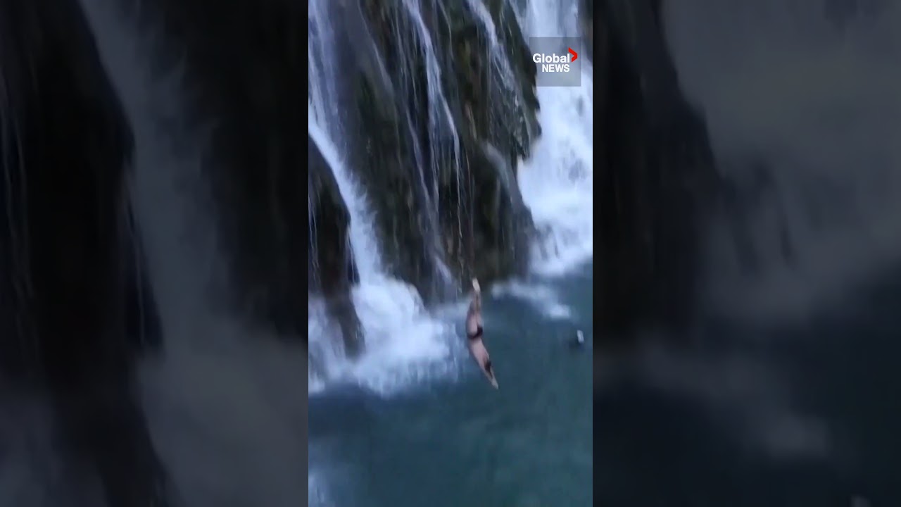 Divers soar from 20-meter Pliva Waterfall in Bosnia’s international cliff diving event