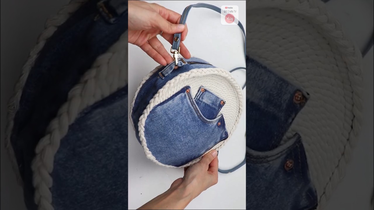 diy cord & jeans purse ba #jeansreuse #diy #sewing #bagsewing