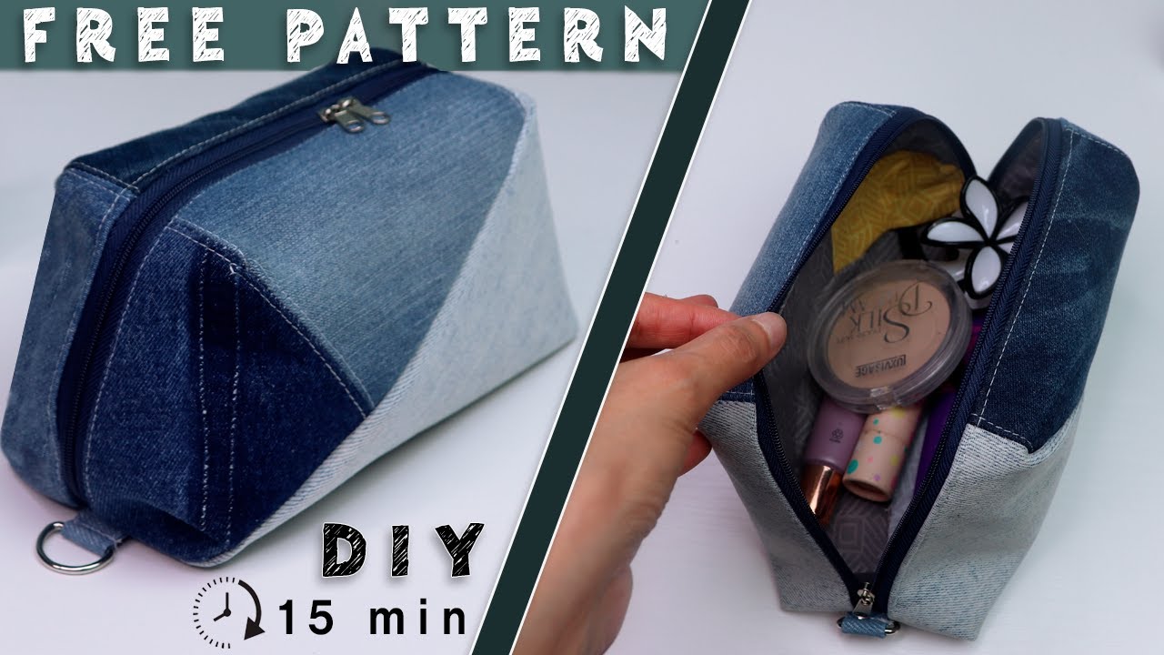 DIY Popular Pinterest Cosmetics Bag Tutorial 👖♥️15 Min Sew Zipped Purse Bag