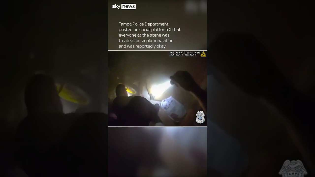 Dramatic rescue of man from burning building