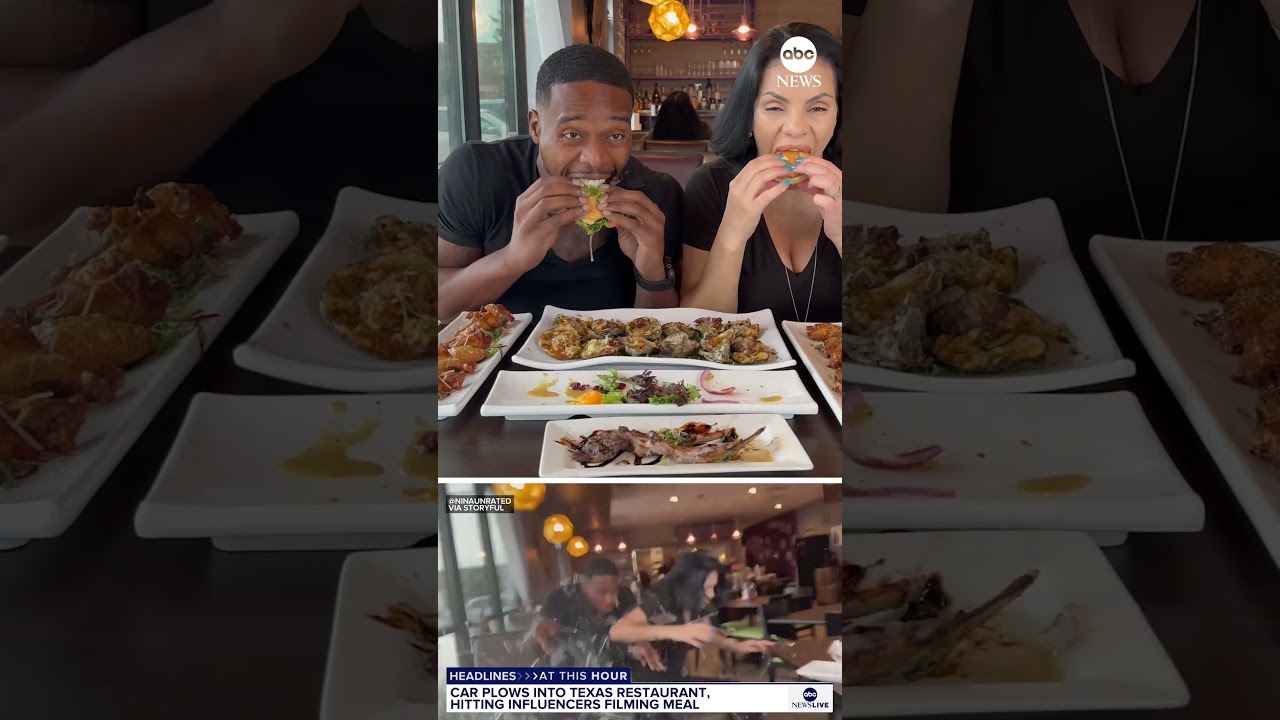 Driver plows through window as food influencers film restaurant review