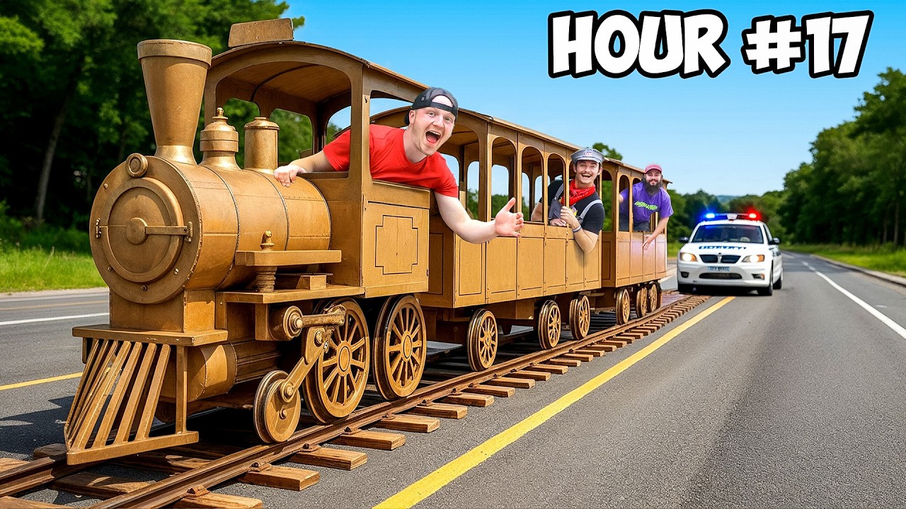 Driving 100 Hours In A Cardboard Train!