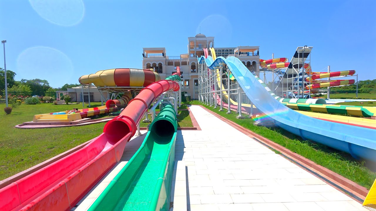Green Twister Water Slide at Sunset Aquapark Pomorie 🇧🇬