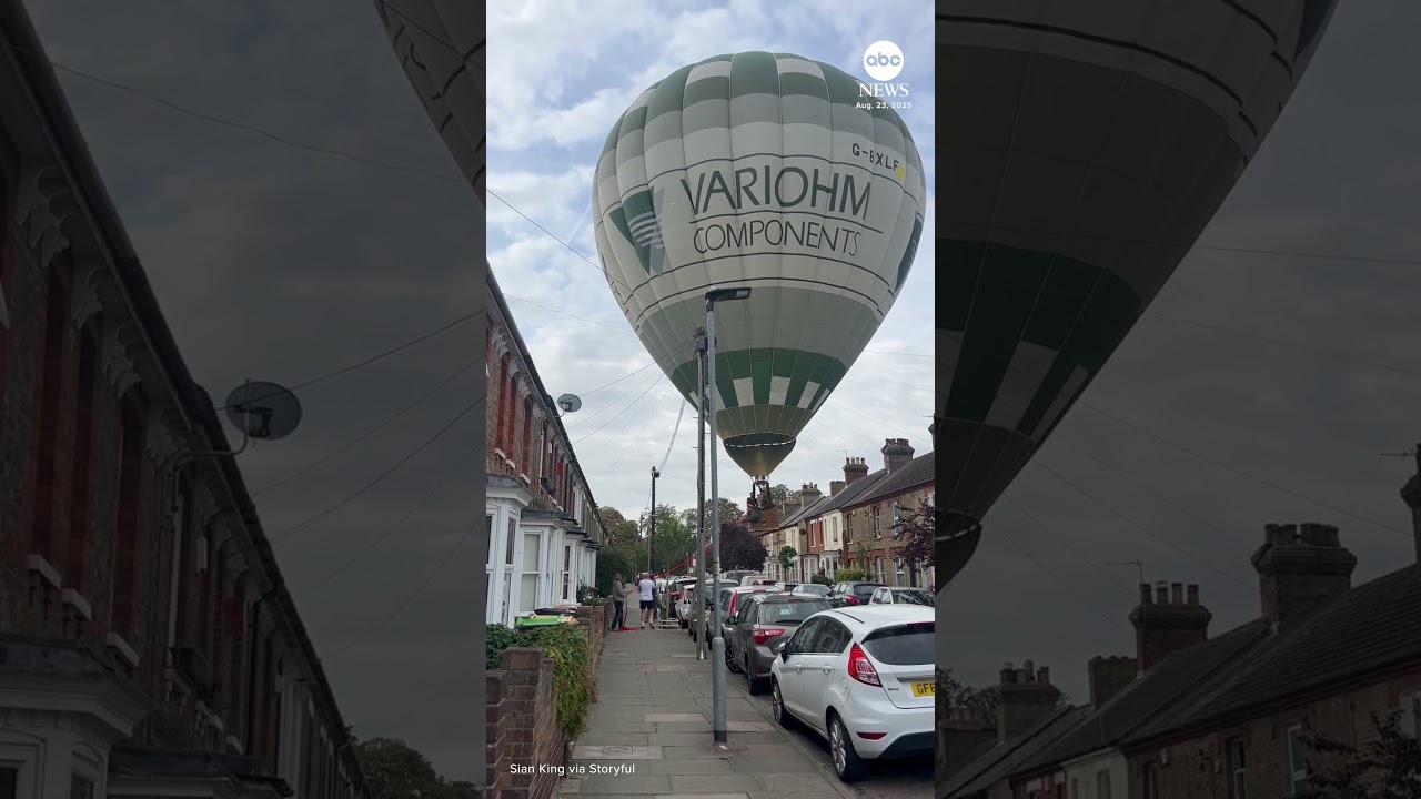 Hot air balloon lands in residential UK street