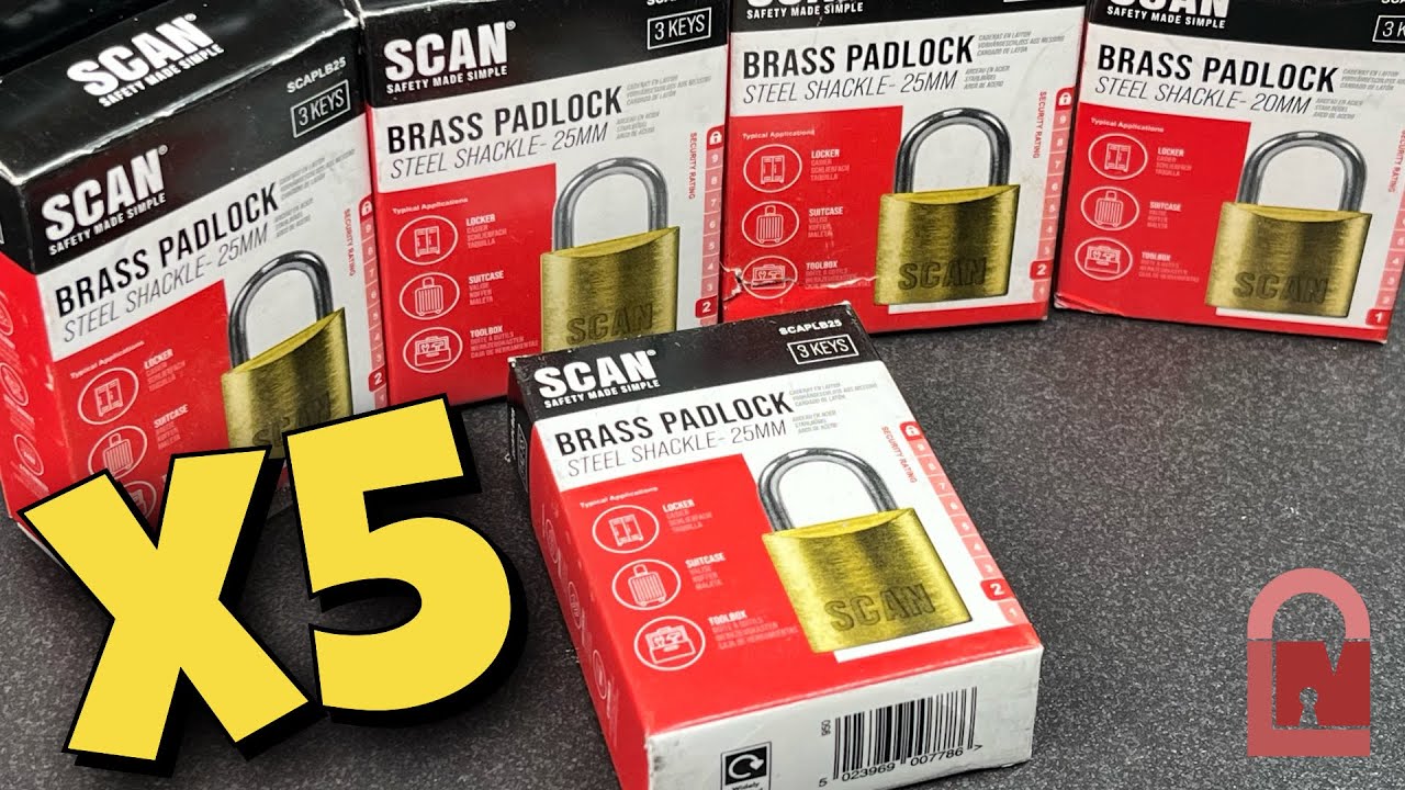 I Agree With The Security Rating! 5 SCAN 20-25mm Padlocks Picked in a Row