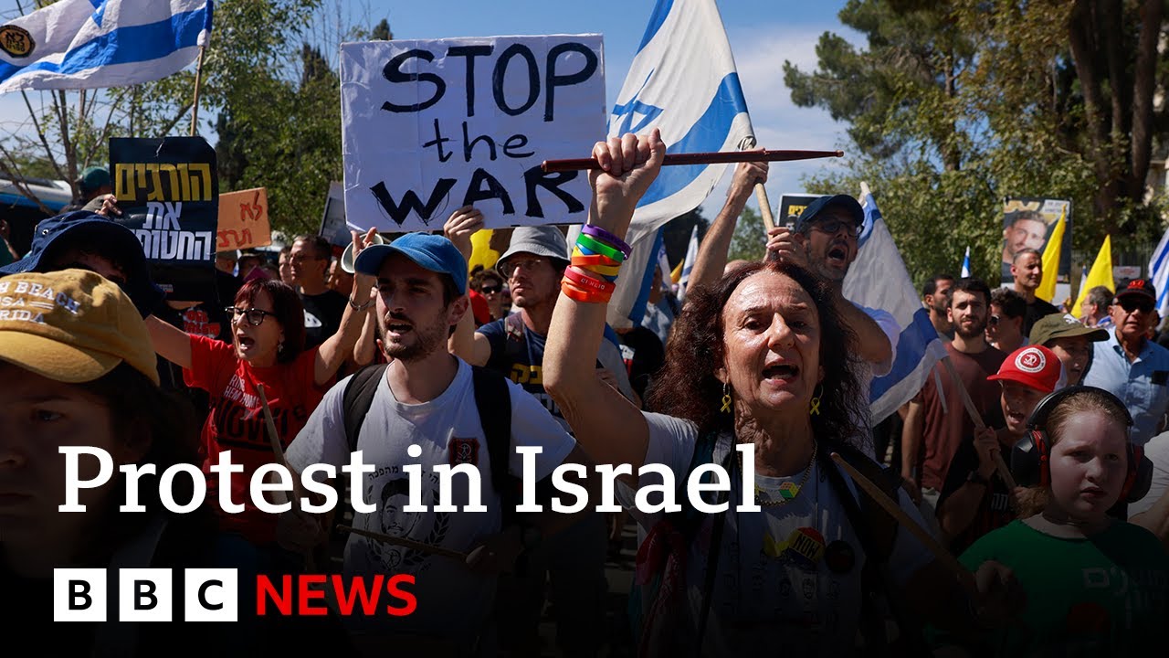 Israelis protest against Gaza occupation plan as Palestinians flee IDF attacks | BBC News