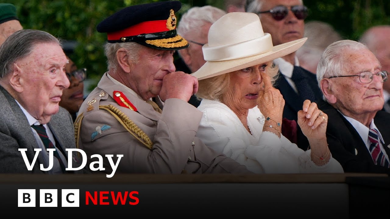 King and Queen lead two-minute silence to mark 80 years since VJ Day | BBC News