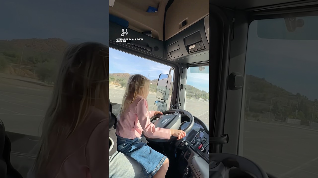 Little Girl Drives A Huge Truck! 😱 #kid #trucks #skills