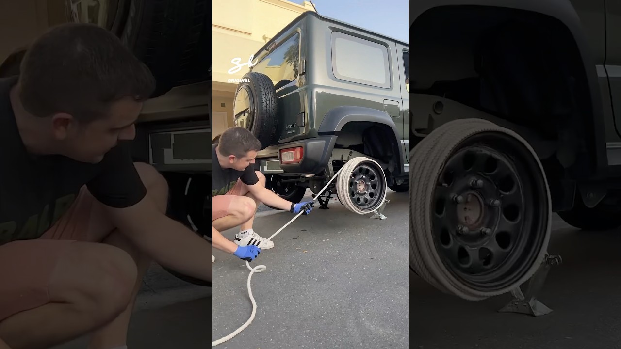Making A Rope Tire! 😂 #tires #wheels #cars