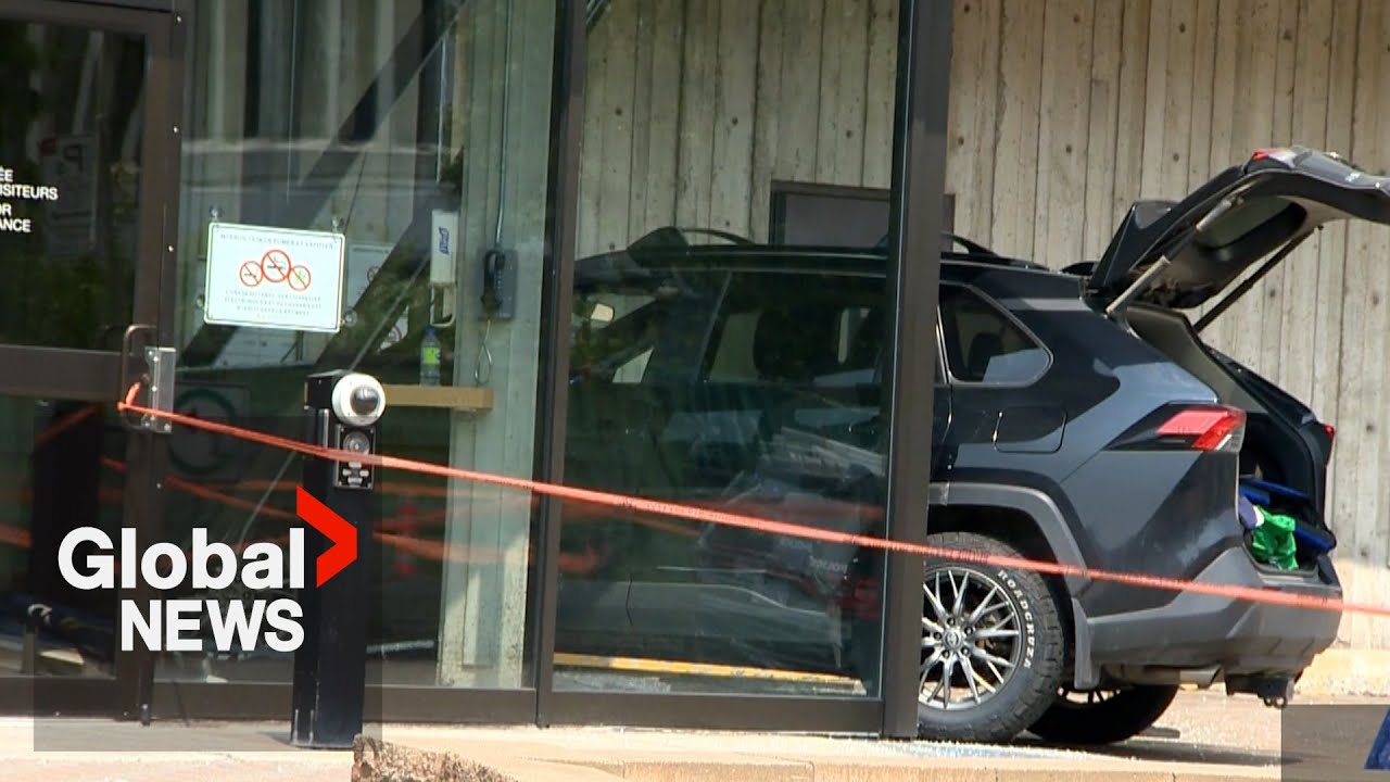 Man arrested after vehicle crashes through front door of RCMP office in Montreal