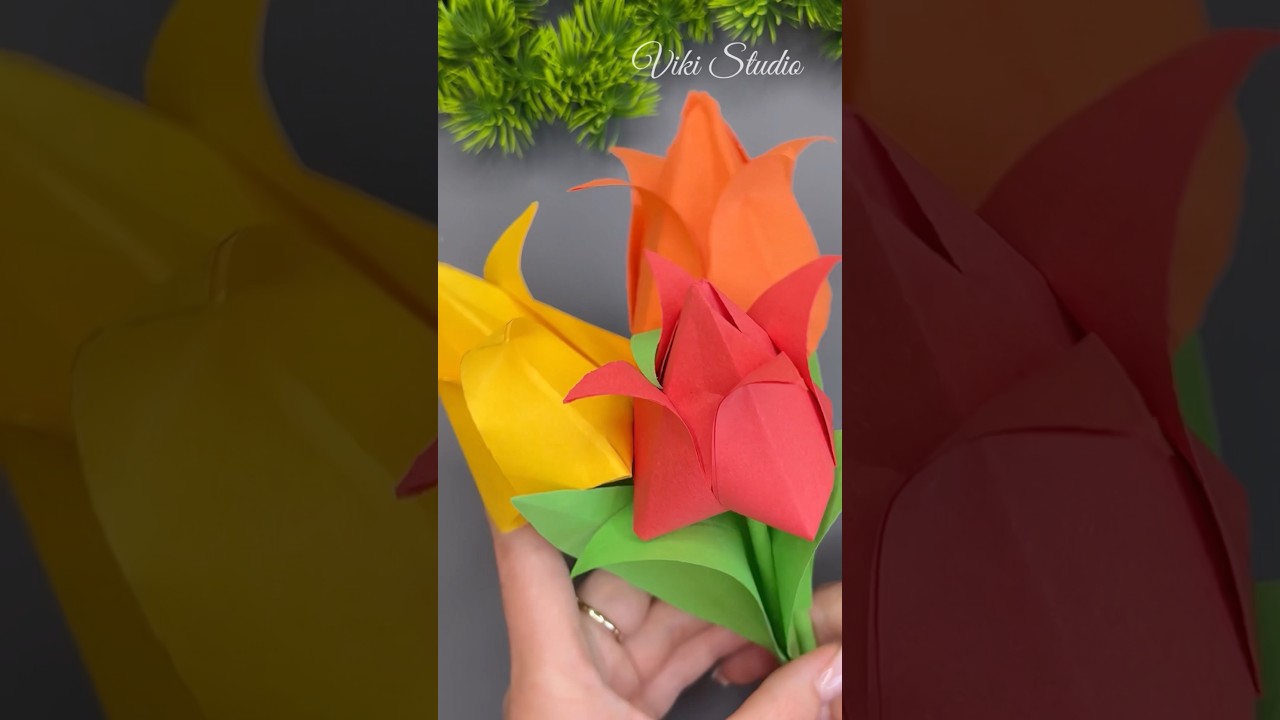 Paper Tulip 🌷 Origami  #paper #craft #origami #papertulip #origamitulip