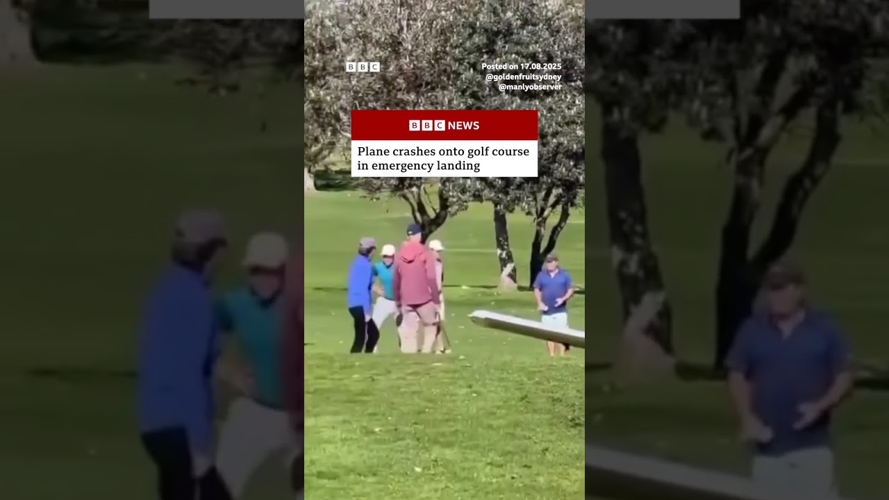 Plane crashes onto golf course in Sydney. #Crash #Landing #BBCNews