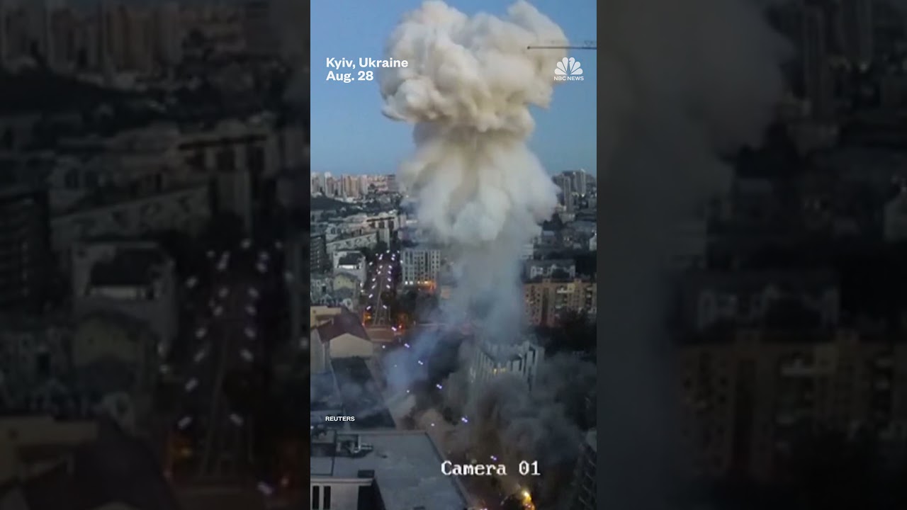 Security cameras capture Russian strikes on Kyiv