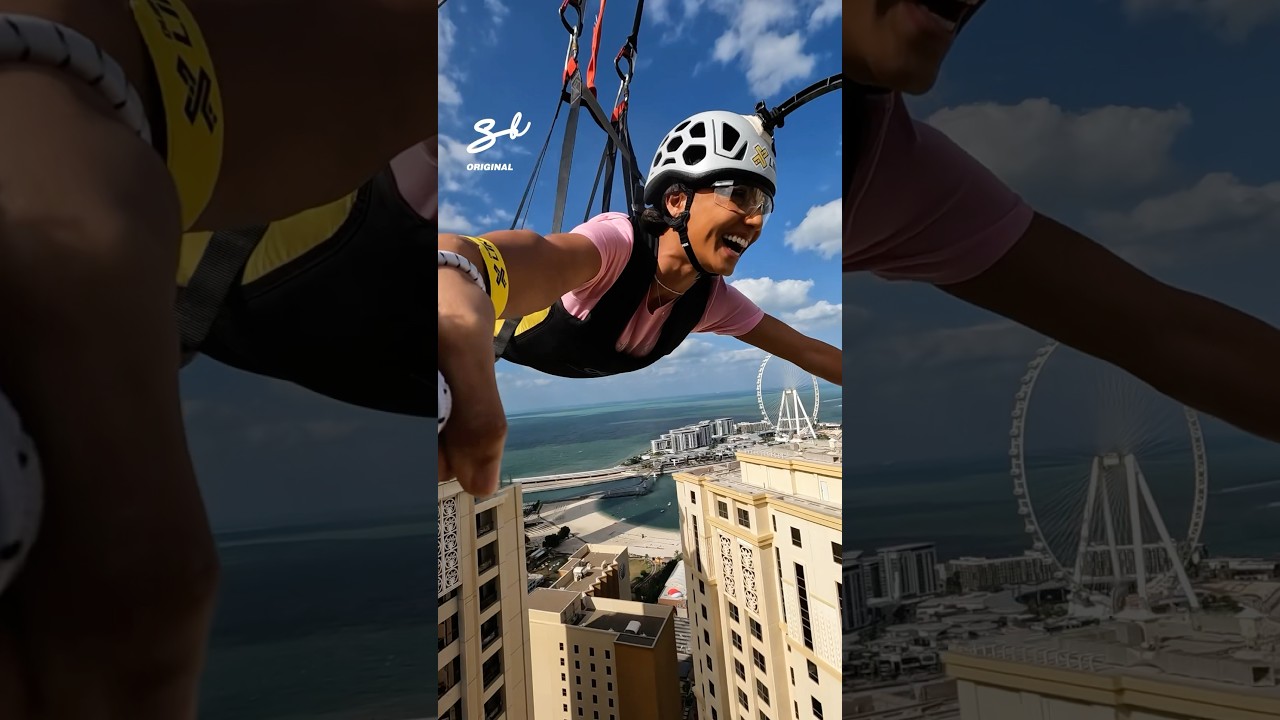 The World’s Longest Zipline! 🫣 #zipline #experience #dubai