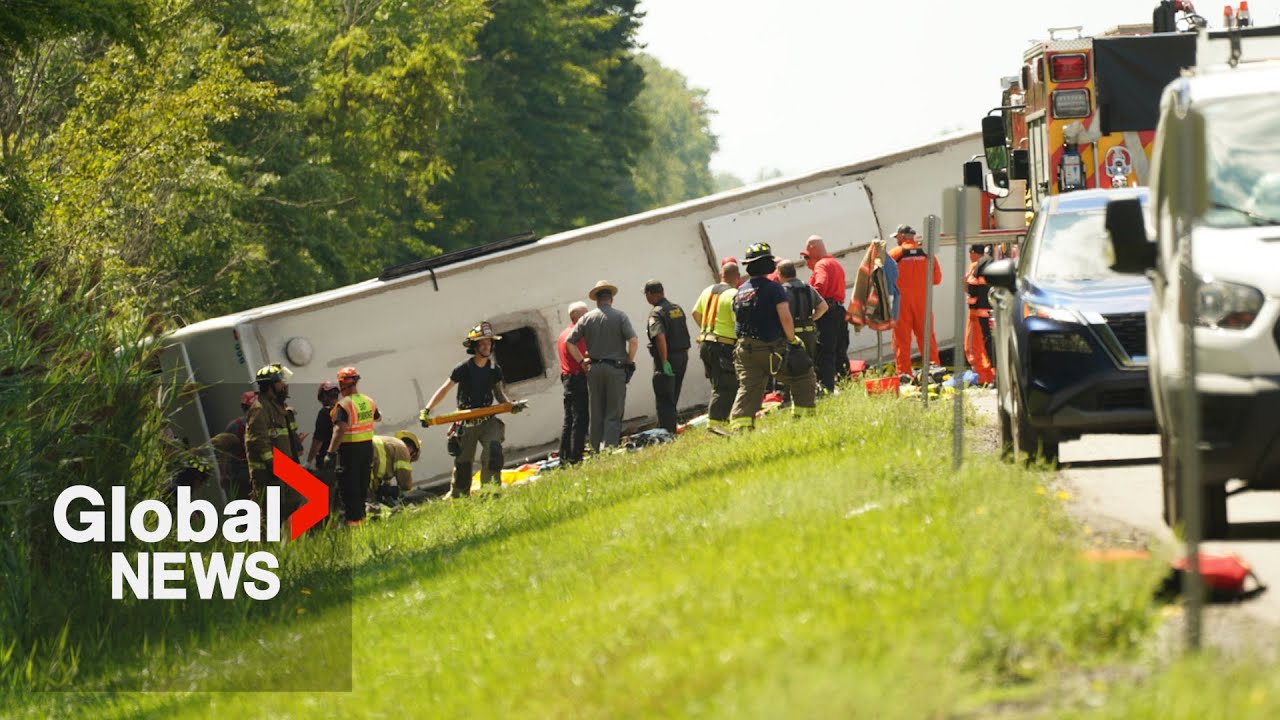 Tour bus rolls on New York interstate, killing 5 people