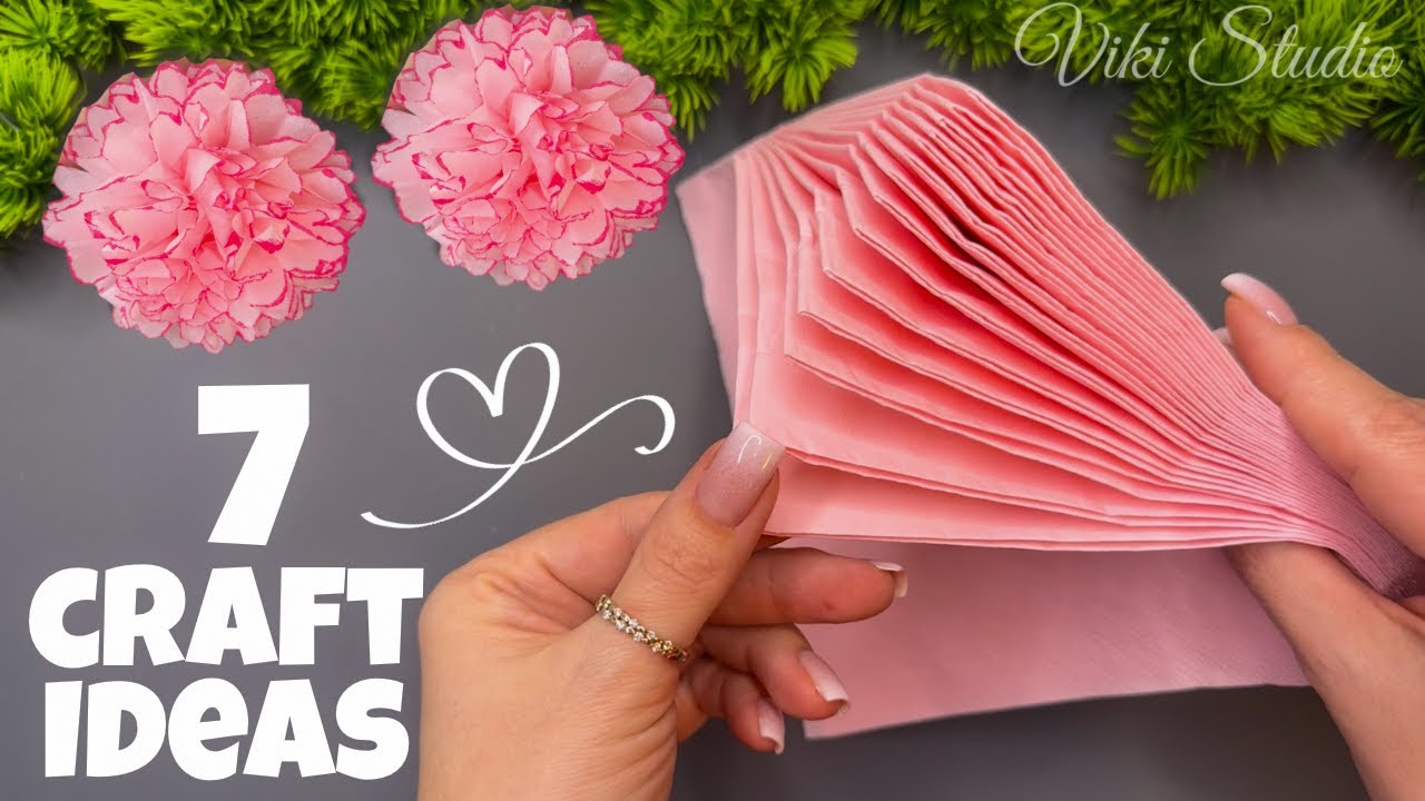 7 Easy DIY Napkin Flower Ideas | Tissue Paper Craft for Beginners 🌸