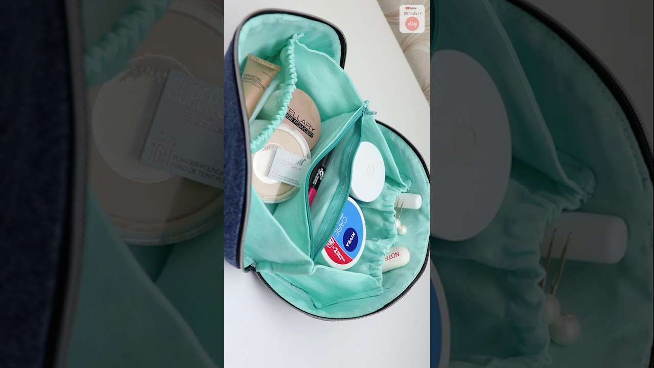 diy cosmetics bag zipped jeans reuse idea #bag #sewing