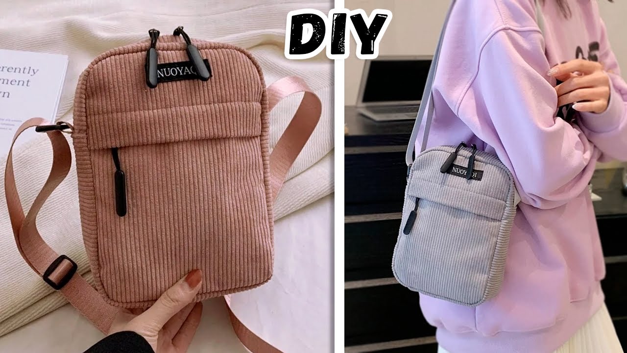 DIY Crossbody Small Bag with Pocket Sewing from scratch at home making