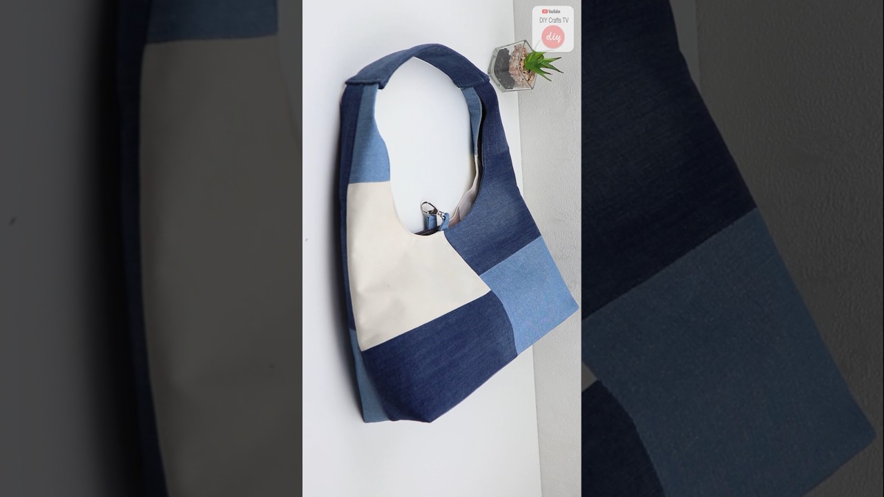 diy jeans tote bag tutorial patchwork idea #sewing #bagsewing