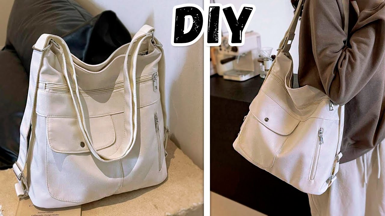 DIY Tote Bag Many Pockets Design Sew at home during the hour step by step